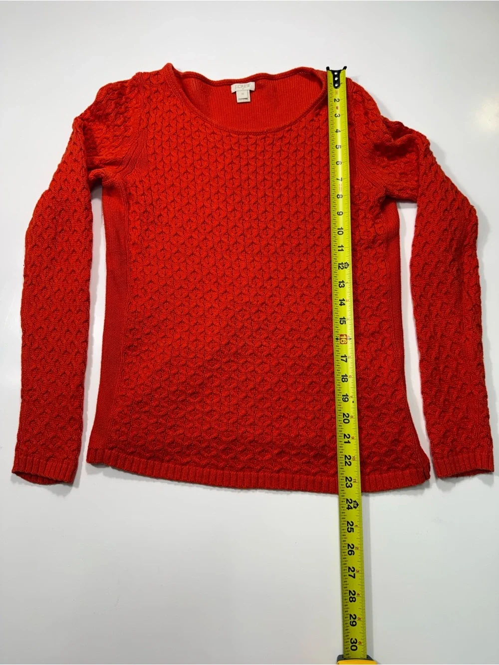 J. Crew 100% Cotton Orange Cable Knit Crewneck Sweater